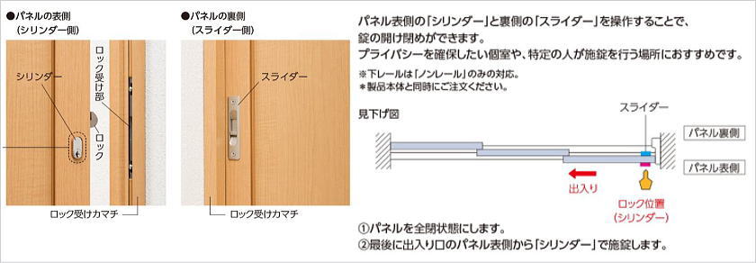 プレイス「引戸」のオプション　シリンダー鎌錠