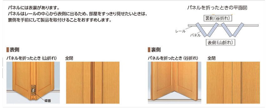 タチカワブラインドの間仕切り、プレイス「折戸」のパネルの表裏